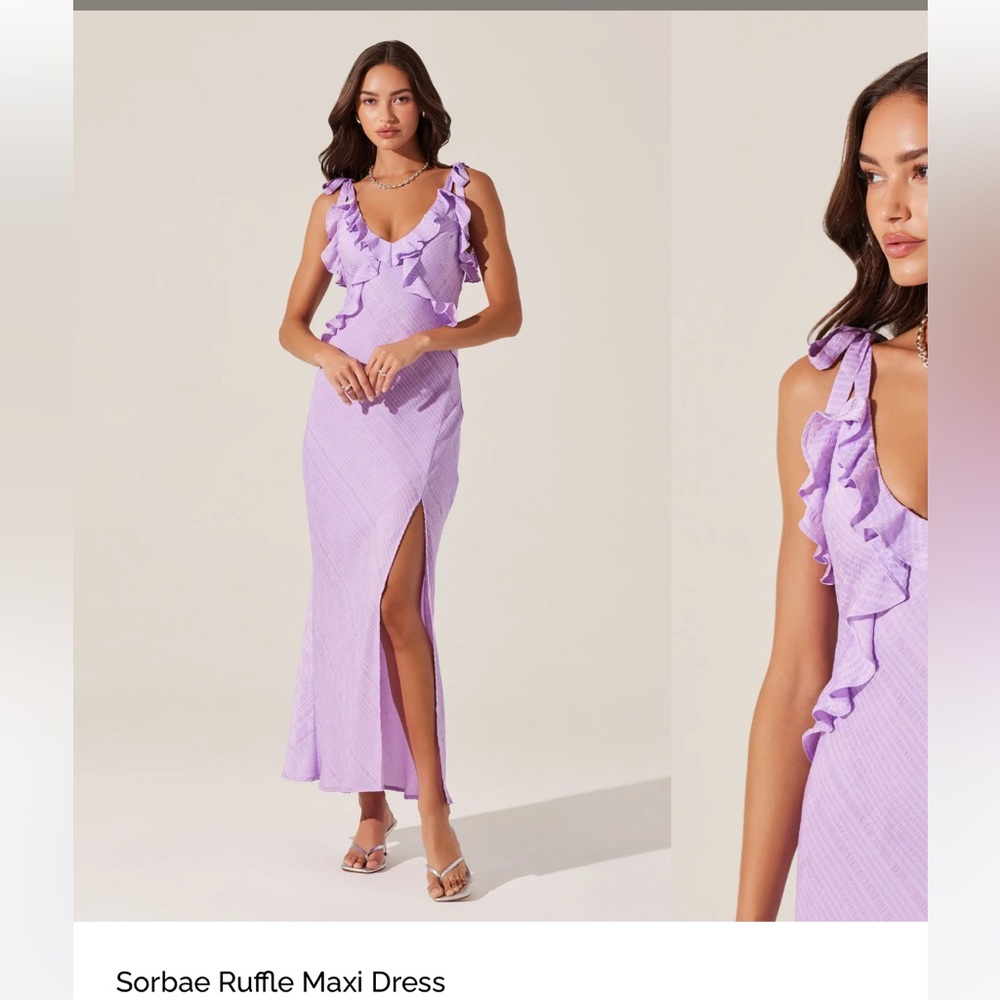 ASTR Sorbae ruffle maxi purple dress